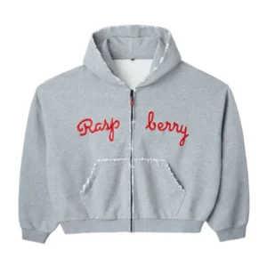 GV Gallery Raspberry Script Zip-Up Hoodie Grey